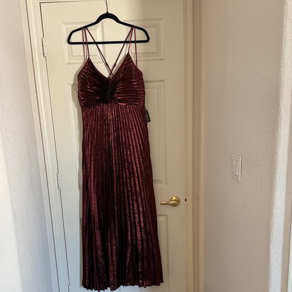 Express Elegant Burgundy Pleated Dress